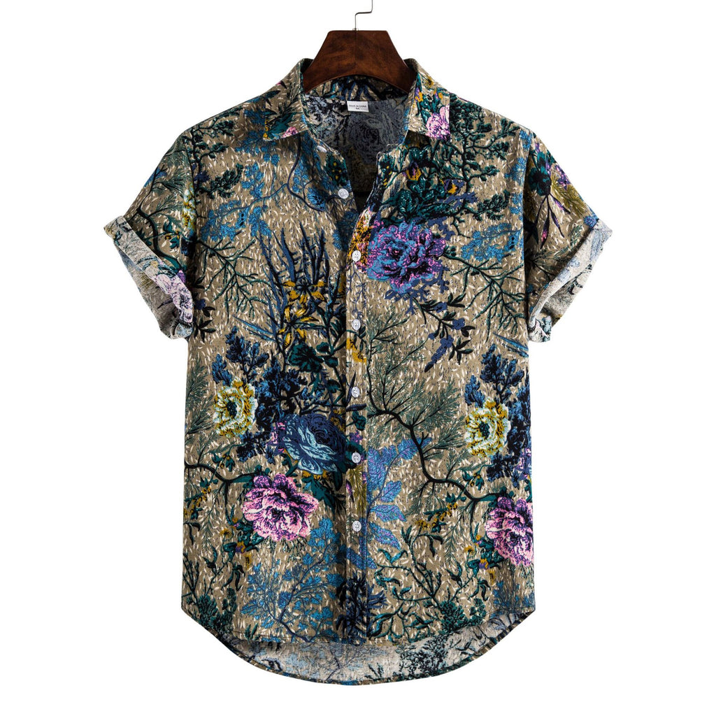 Men’s Letter Print Long Sleeve Shirt – Slim Fit Urban Lapel Button-Down