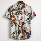 Men’s Slim Contrast Print Shirt – Tailored Square Collar Urban Top