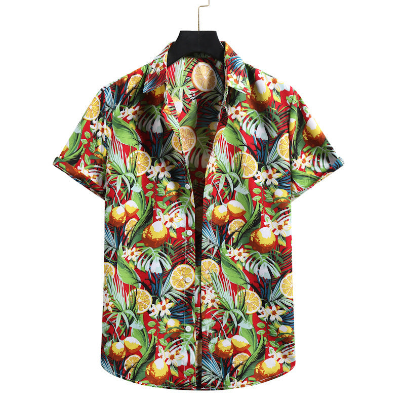 Men’s Hawaiian Floral Beach Shirt – Loose Fit Tropical Lapel Top
