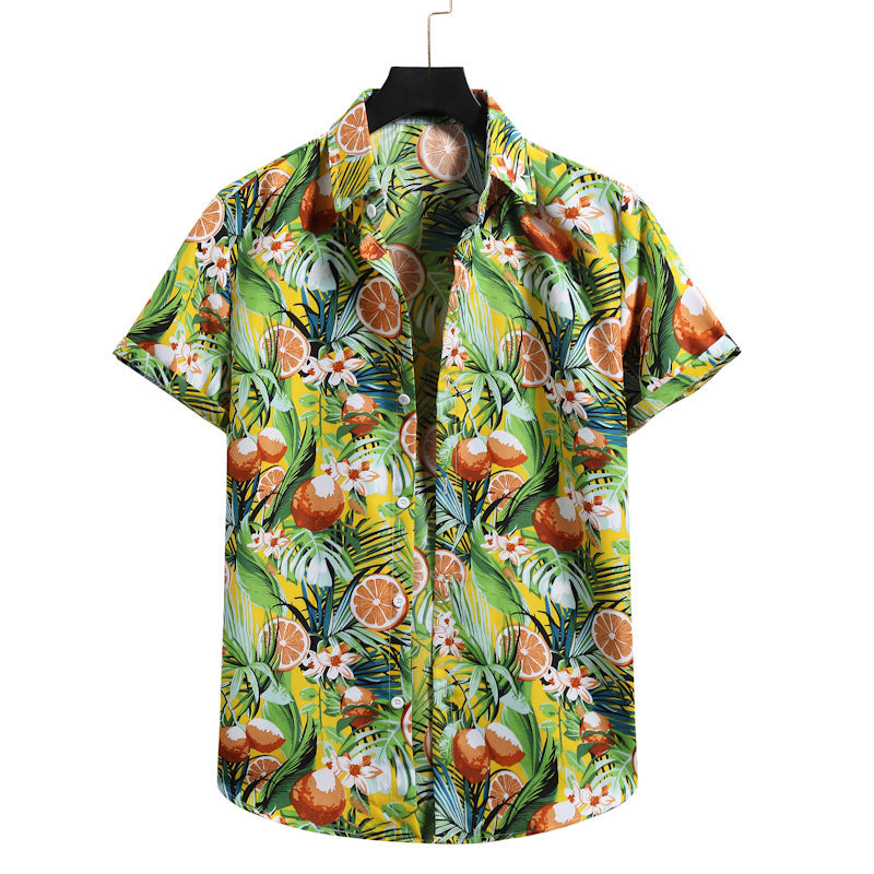 Men’s Hawaiian Floral Beach Shirt – Loose Fit Tropical Lapel Top