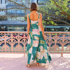 Women’s Printed Strap Maxi Dress – Elegant High-Waist Slimming Gown