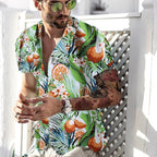 Men’s Hawaiian Floral Beach Shirt – Loose Fit Tropical Lapel Top