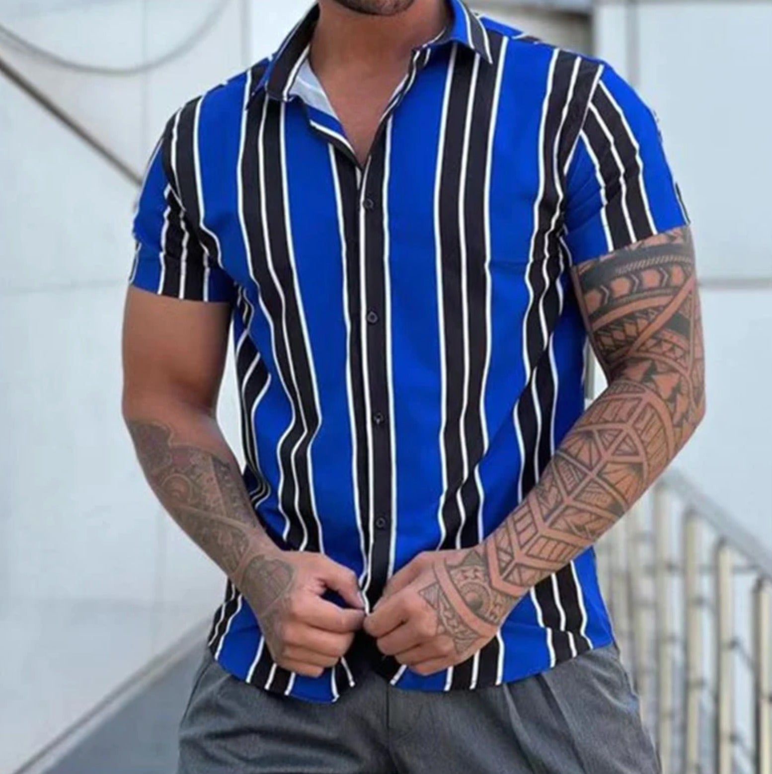 Men’s Hawaiian Floral Street Shirt – Summer Tropical Short Sleeve