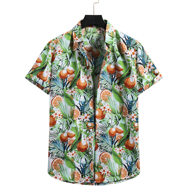 Men’s Hawaiian Floral Beach Shirt – Loose Fit Tropical Lapel Top