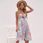 Women’s Bow Tie Suspender Dress – Single-Breasted Lantern Skirt