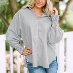 Skye | Women's Striped Oversized Button-Down Shirt Long Sleeve