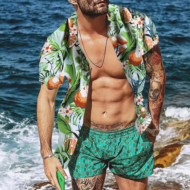 Men’s Hawaiian Floral Beach Shirt – Loose Fit Tropical Lapel Top