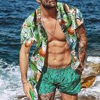 Men’s Hawaiian Floral Beach Shirt – Loose Fit Tropical Lapel Top